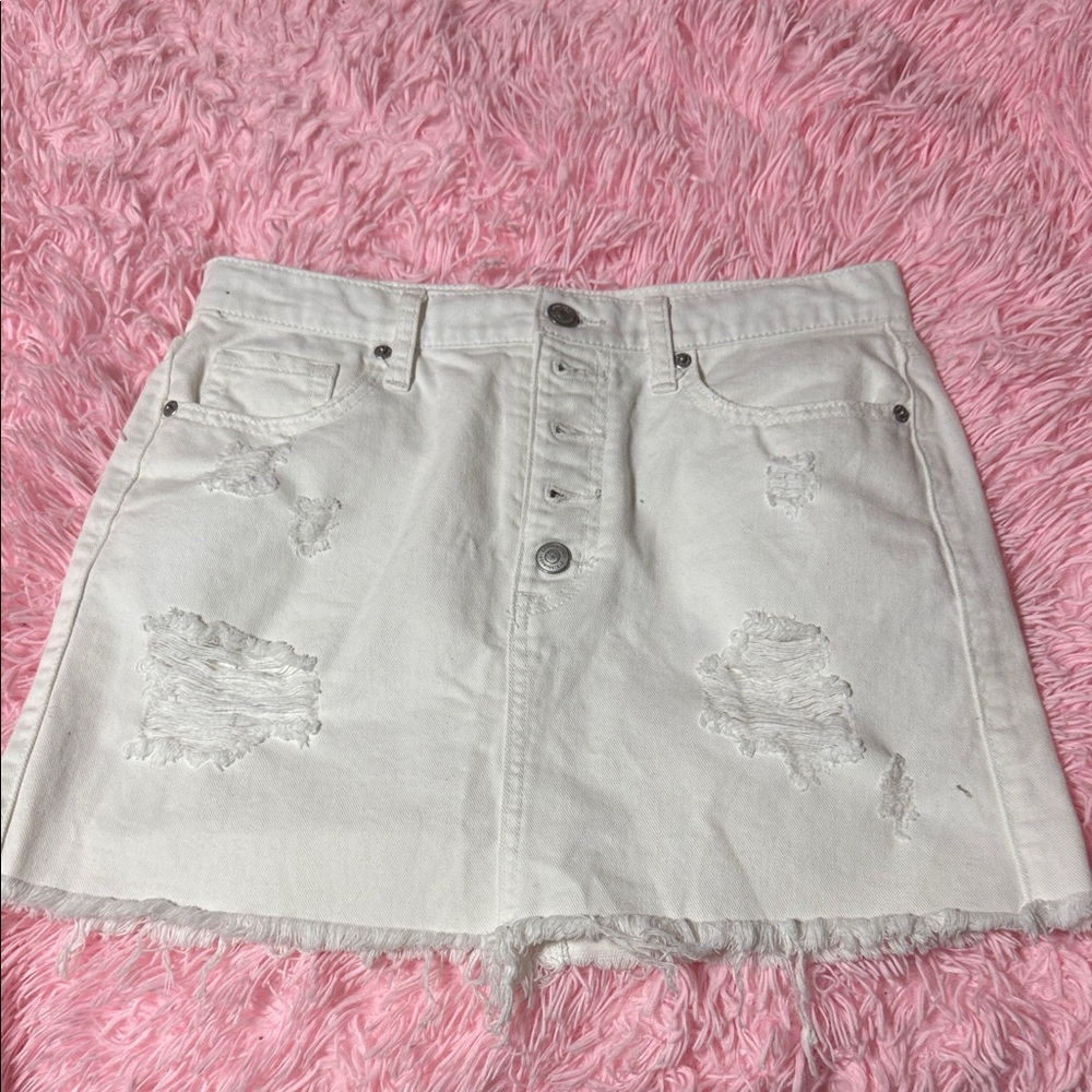 Aeropostale White Distressed Mini Skirt
